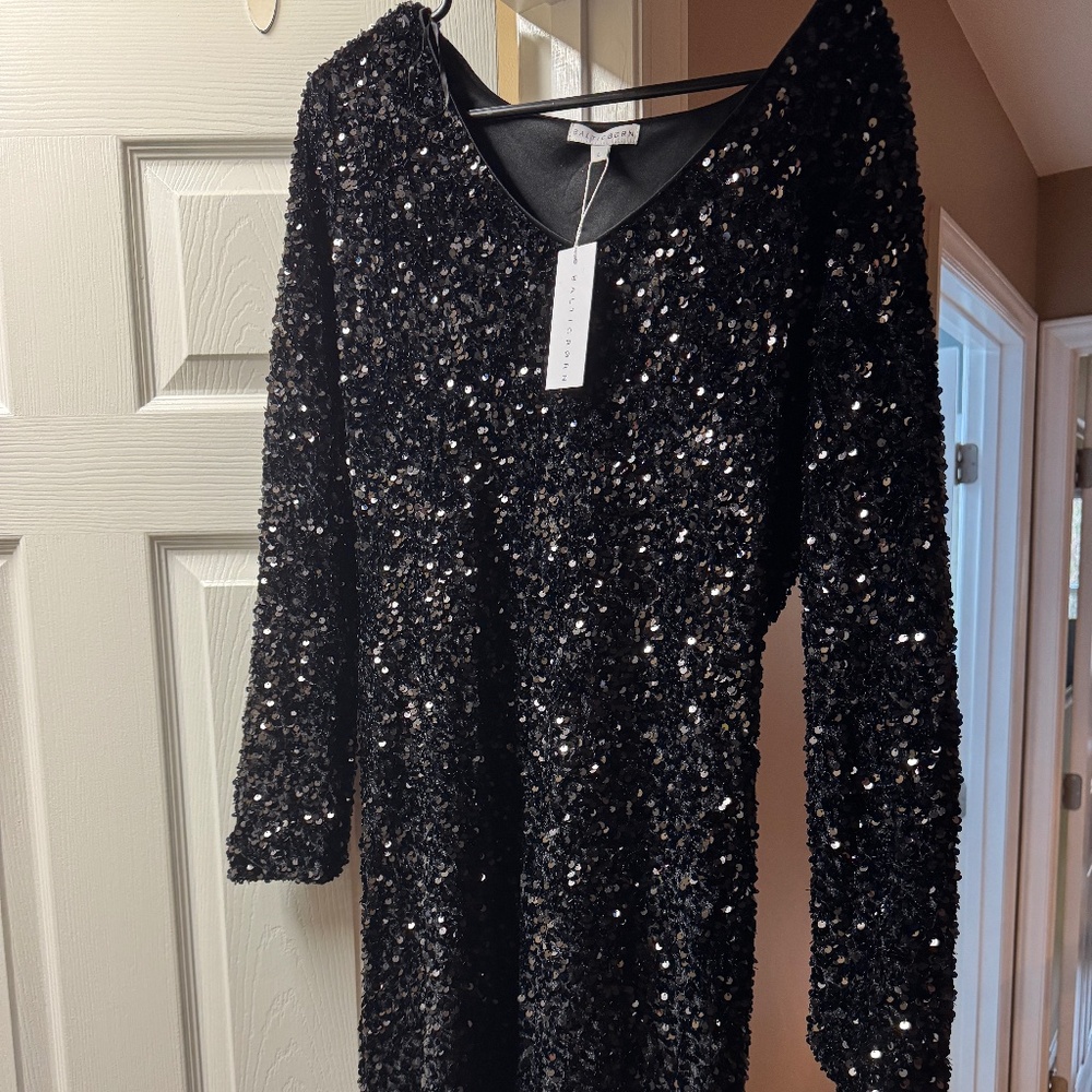 Black Sequin Dress-Size-Large